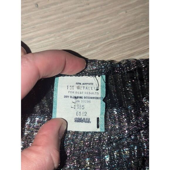 Vintage Union Made 1970s Disco Era Metallic Acetate Cami Crop Top - Picture 7 of 11